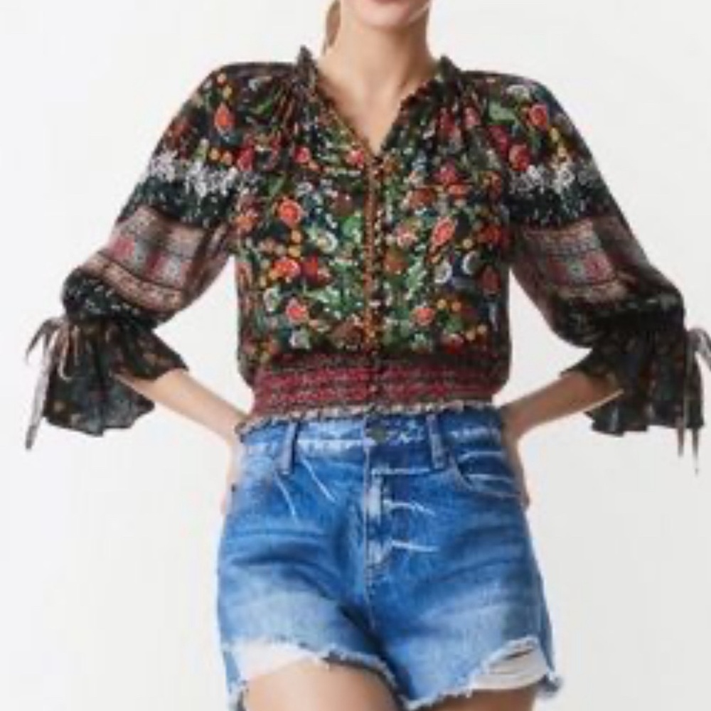 Alice + Olivia Smocked Boho Blouse